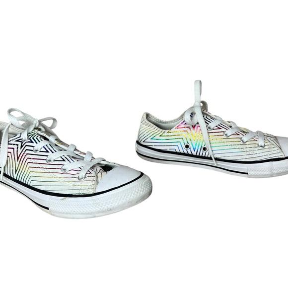 Converse Ox All Star Iridescent Metallic Rainbow White Junior Sneaker 4 - Picture 3 of 10